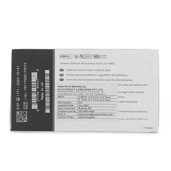 CooperVision Biofinity XR Monthly Disposable Spherical Silicone Hydrogel Lenses (6 Lenses/Box) (-14.00)